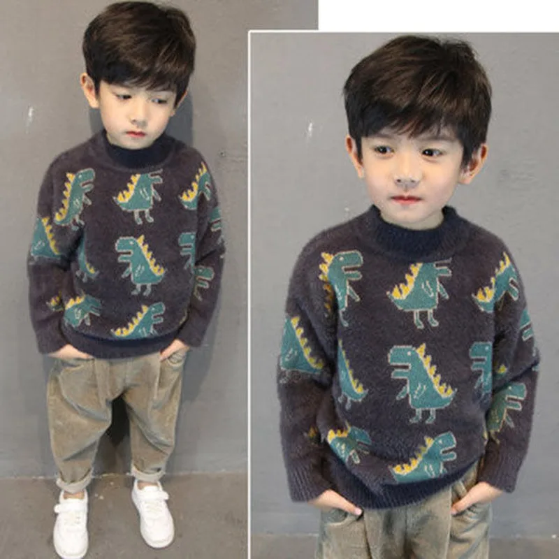 2020 winter boy girl kid thick Knitted bottoming turtleneck shirts solid high collar pullover sweater fall | Детская одежда и