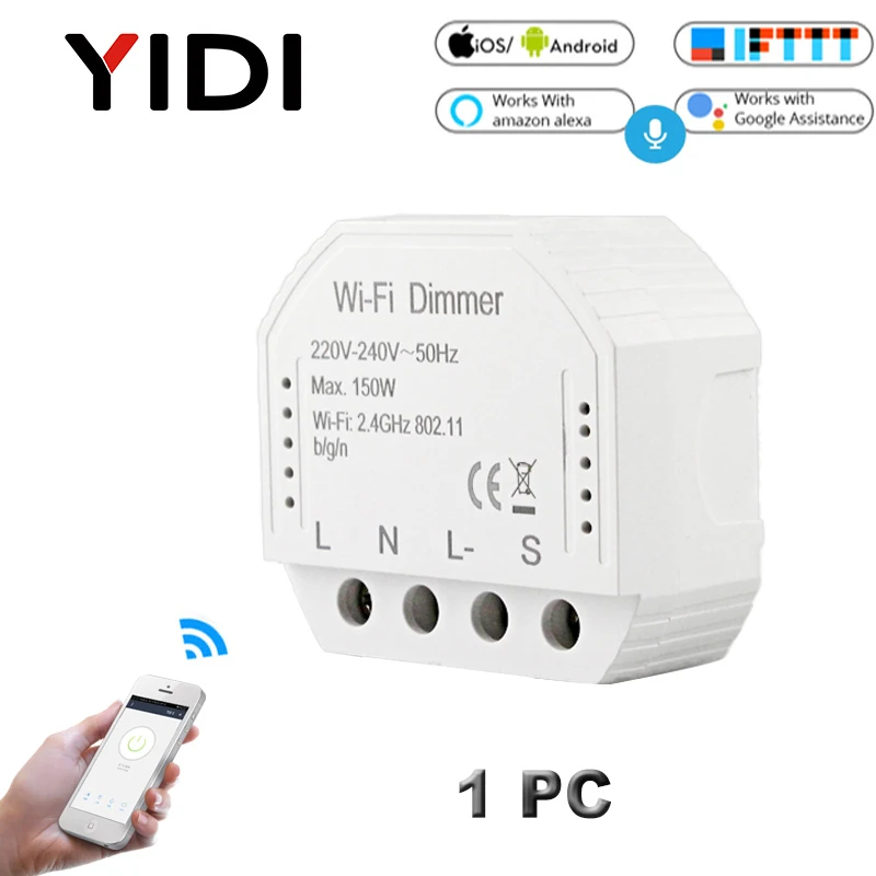 1 pcs Умный Wi-Fi выключатель модуль светильник светодиодный диммер RF беспроводной голосовой пульт дистанционного управления смарт-приложение светильник 1 2 Переключатель - Цвет: 1 pcs
