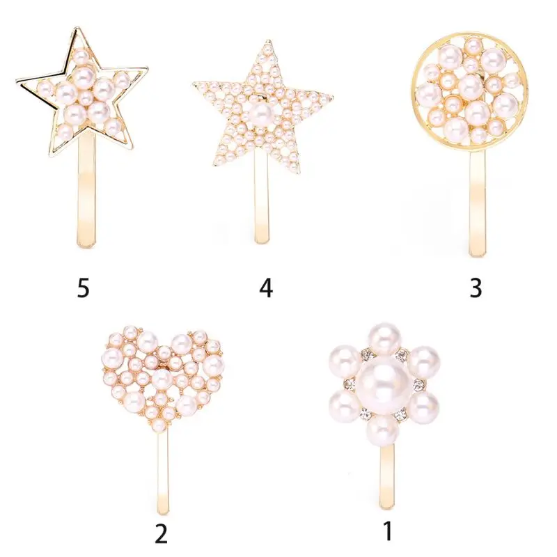 Женская металлическая заколка для волос в форме сердца имитация жемчуга хвоста |