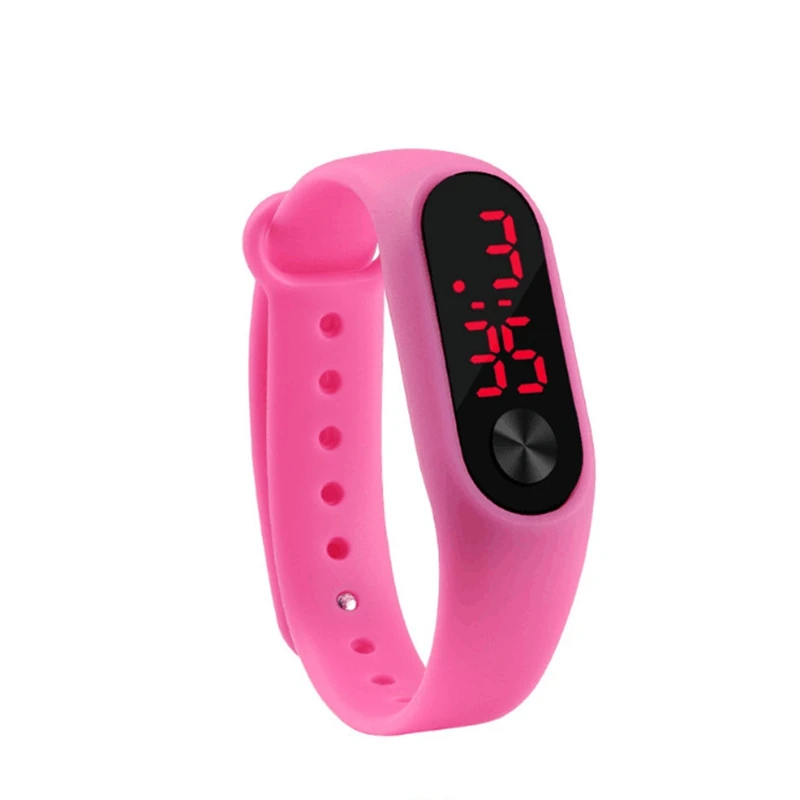 M2 hot pink Модный уличный простой спортивный Красный светодиодный цифровой браслет часы для мужчин и женщин красочные силиконовые часы для детей наручные часы подарок - Окраска металла: M2 hot pink