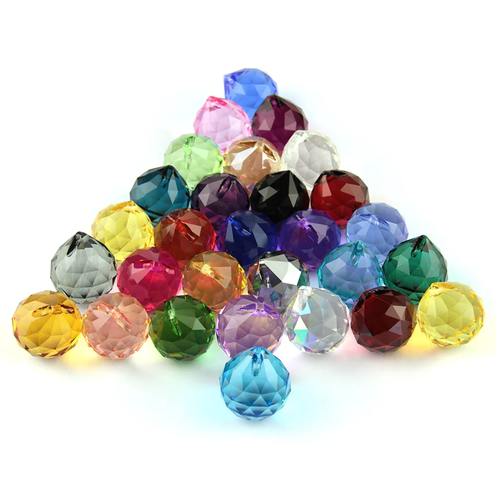 

102pcs 30mm mix color crystal faceted ball