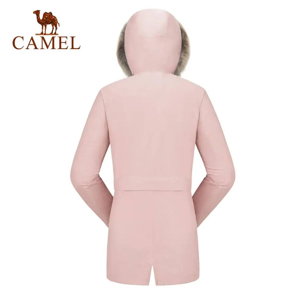 CAMEL официальная женская уличная куртка средней длины женский меховой воротник