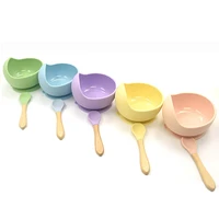 baby feeding set tableware for kids bpa free plate silicone bowl organic wooden spoons kids waterproof non slip suction bowl