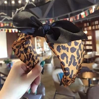 women new animal print bow knotted headband adults girls hair accessories wide head band with little bow knot ladies headdress