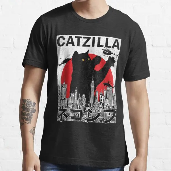 

Catzilla Japanese Sunset Style Cat Kitten Lover Hot Sale Clown T Shirt Men/women Printed Terror Fashion T-shirts