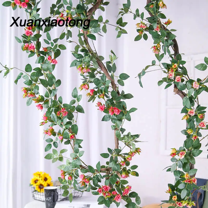 Xuanxiaoong 170 см шелковые искусственные розы Висячие Цветы гирлянда для свадьбы