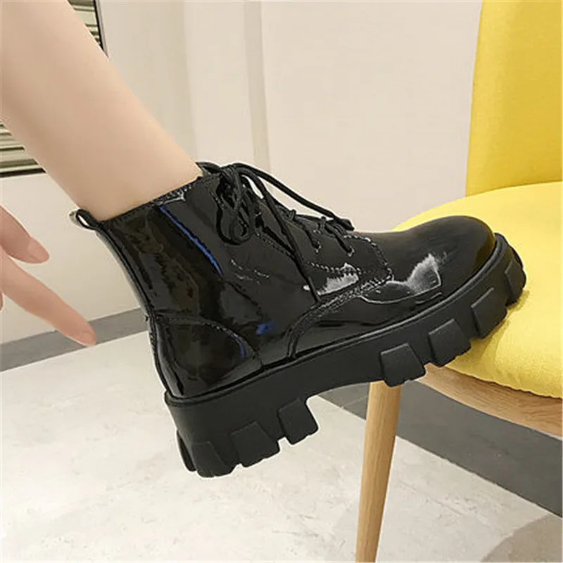Новые армейские боевые ботинки женские черные белые ботильоны на платформе со