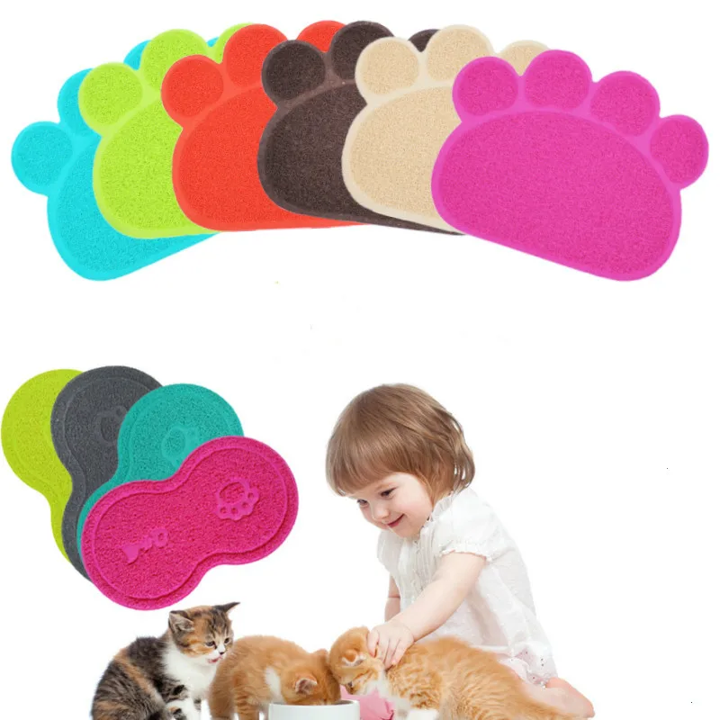 Коврик для кормления домашних животных собак щенков кошек милая подставка из ПВХ