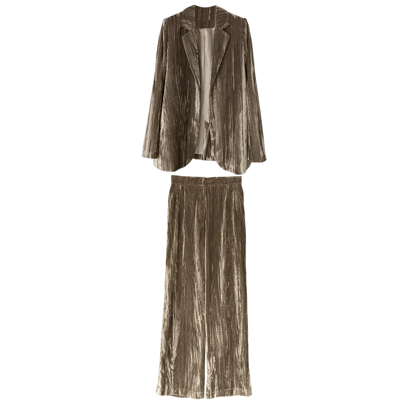 Костюм Бархатный Женский Повседневный модный офисный деловой пиджак с надрезом