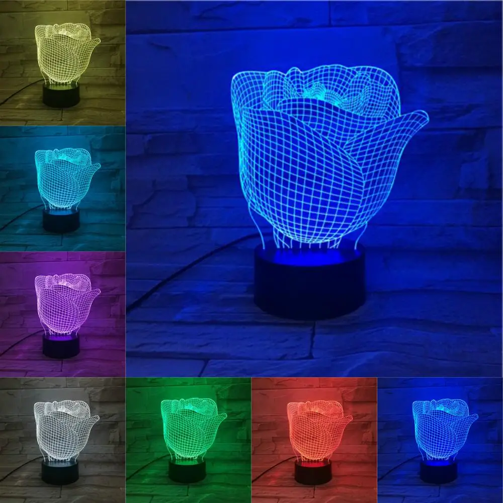 

Лампа с акриловой панелью и цветами, 7 цветов