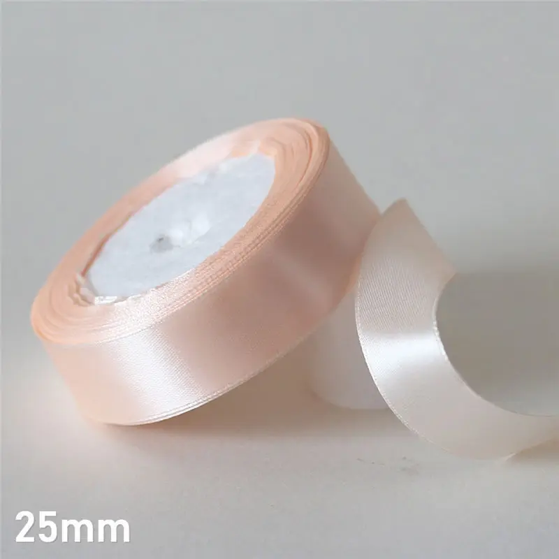 25mm 25 ярдов/6 мм-50 мм корпус розовый шелковый атлас ленточный материал для поделок для выпускного вечера вечерние украшения Свадебная подарочная коробка упаковка аксессуары D7 - Цвет: 25mm