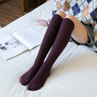 woman autumn winter cotton wool long socks solid color knee high socks fashion ladies girls warm stockings