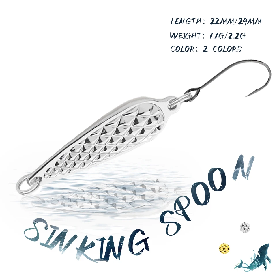 

Рыболовные жесткие приманки KoKossi, 1 шт., 1,1 г/2,2 г, металлическая искусственная приманка, тонущий воблер с тройным крючком, блестящая ложка, инс...