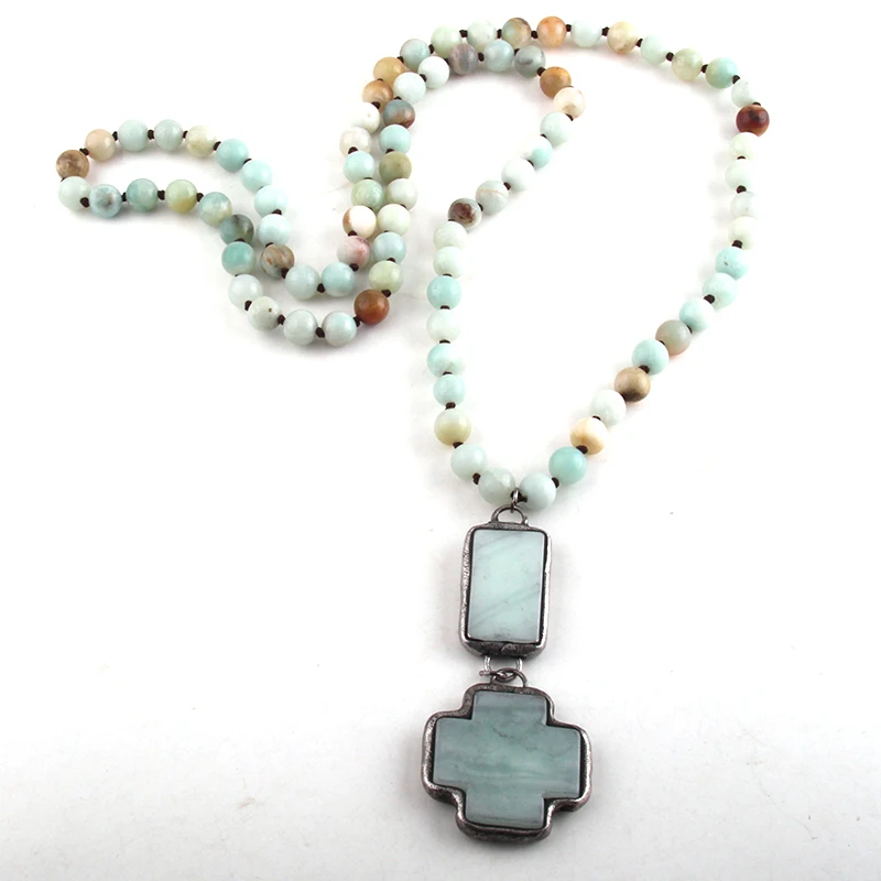 Rh Mode Kralen Sieraden Kraal Lange Geknoopt Cross Hanger Kettingen Voor Vrouwen Rh Mode Kralen Sieraden Kraal Lange Geknoopt Cross Hanger Kettingen Voor Vrouwen
