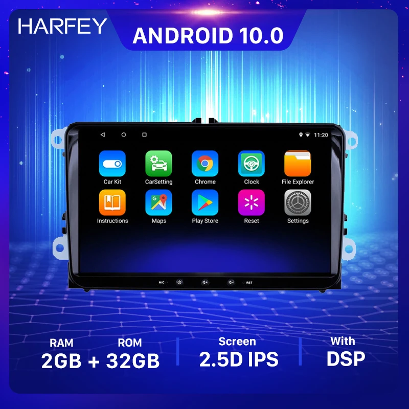 Автомобильный мультимедийный видеоgps Harfey Android 10 0 9 дюймов для