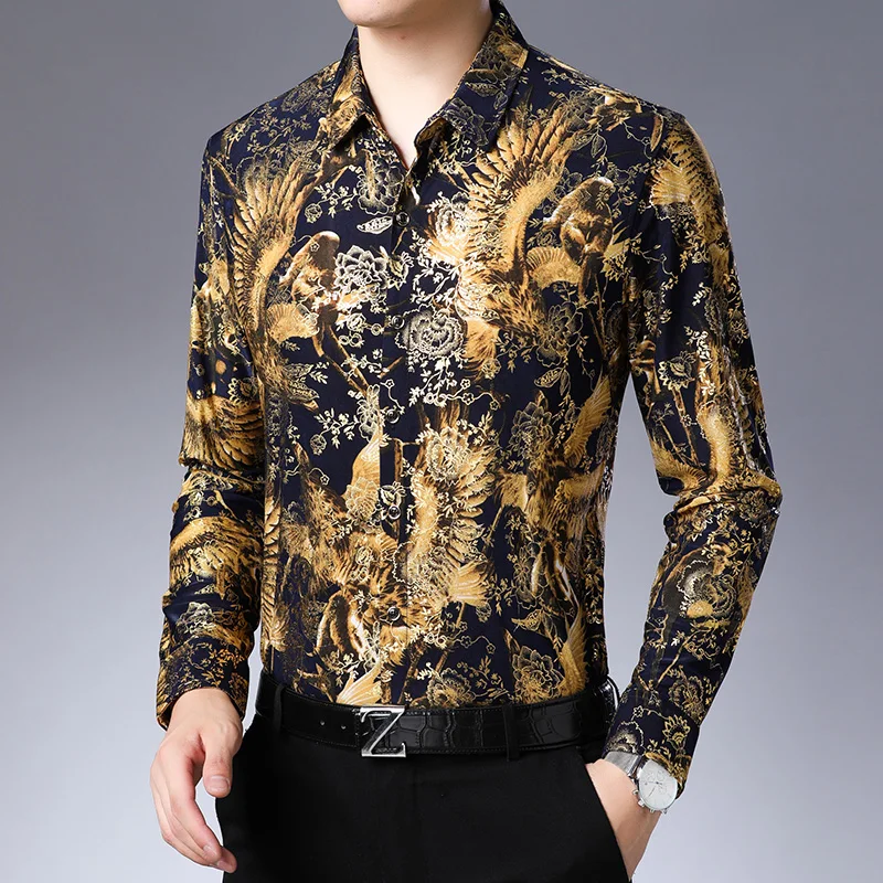 Роскошные Рубашки Eagle из вискозы для мужчин нечеткие королевские неокрашенные