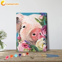 chenistory paint by number pig animal drawing on canvas gift diy pictures by numbers flower kits handpainted paintings art home