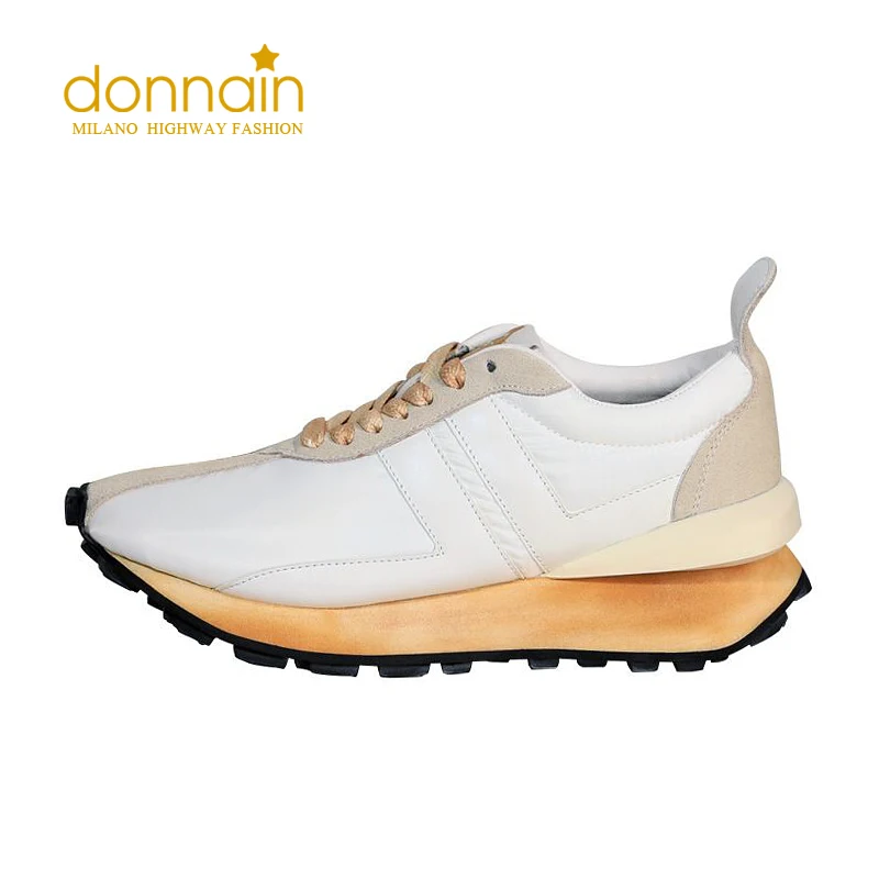 

DONNIN Casual Platform Bumpe Sneakers for Women Vintage Lace up Jogging Shoes Waterproof Soft Ins Fashion Damping Rubber