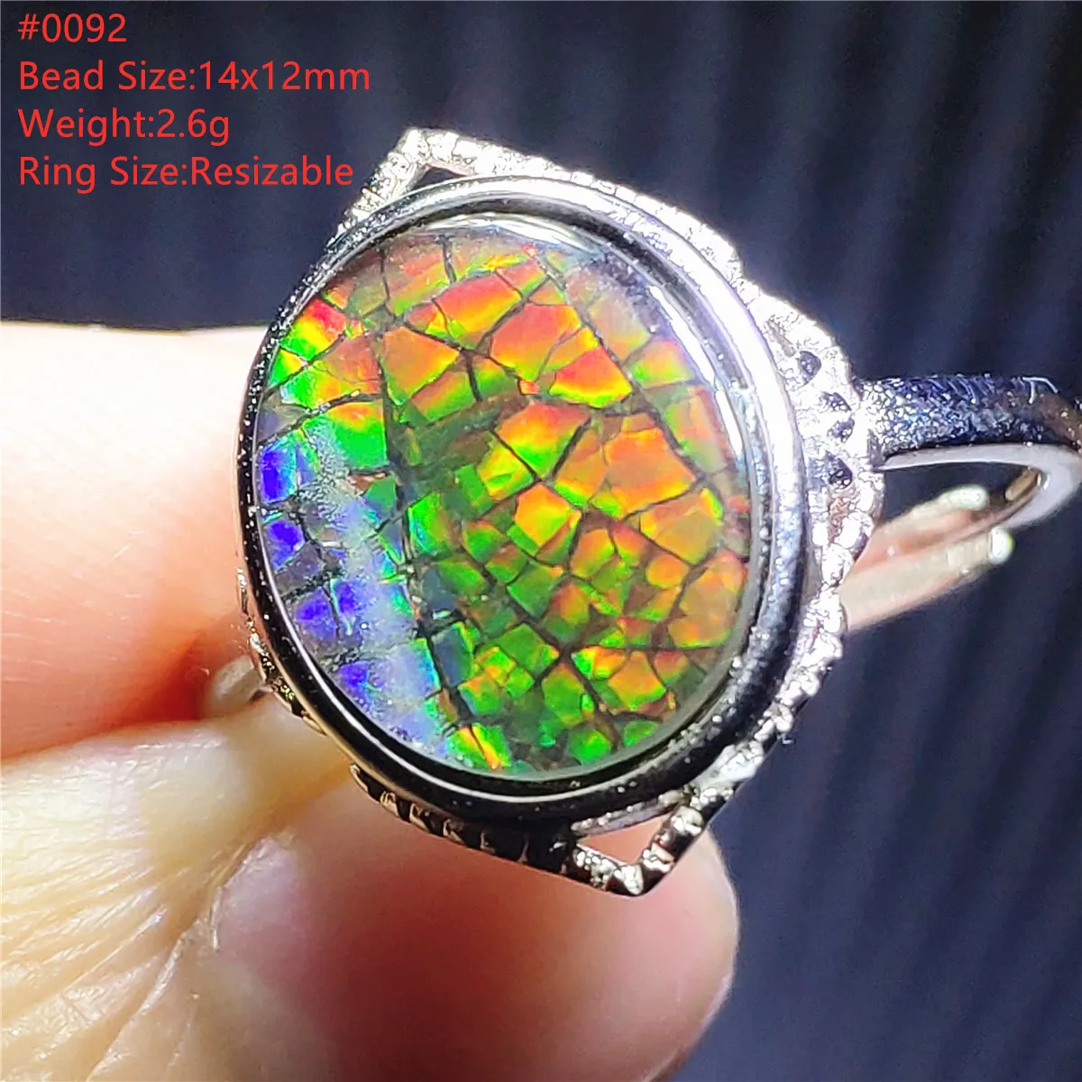 Мужские и женские кольца из натурального аммолита красного желтого зеленого