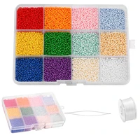 12 colors mixed 2mm glass seed beads set with wire beading needles for diy bracelets earrings jewelry making kits accessories