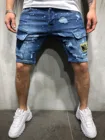 Шорты-карго мужские с вышивкой, эластичные облегающие джинсовые шорты со множеством карманов, модель 2021 года