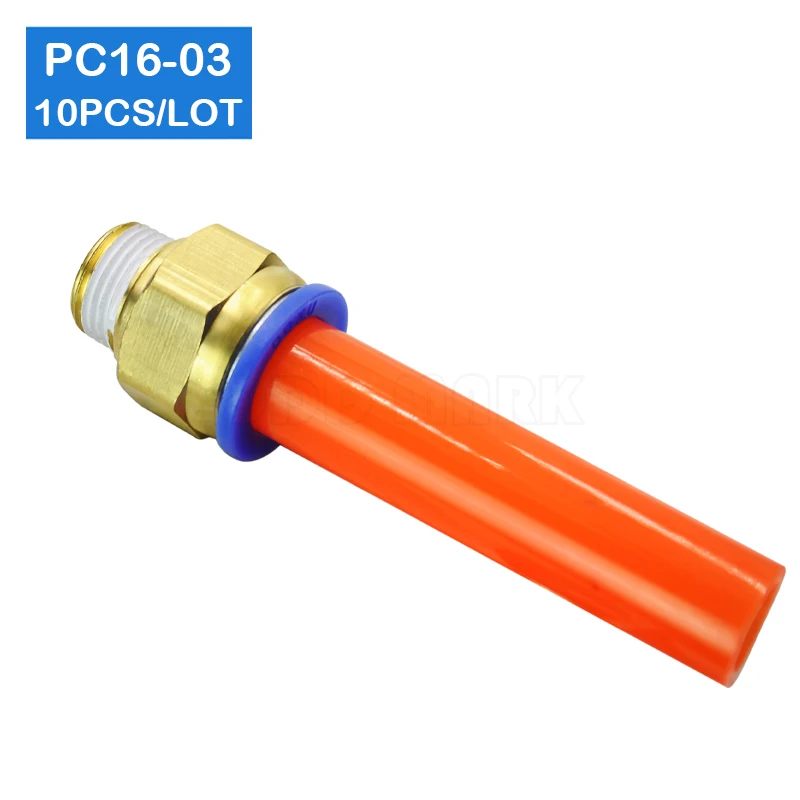 

HIGH QUALITY 10pcs BSPT PC16-03, 16mm to 3/8' Pneumatic Connectors male straight one-touch fittings