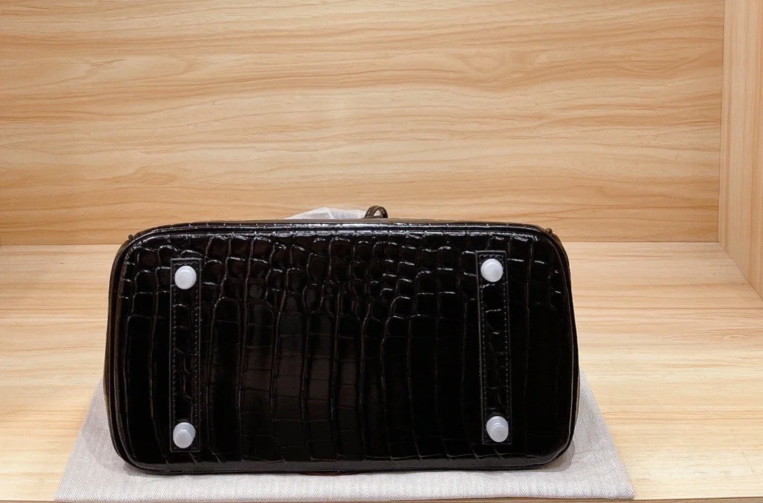 

30cm Luxury Design Crocodile Pattern Women's handbag Himalaya Series Pony Pendant Famous large Diamond Mark bag for women