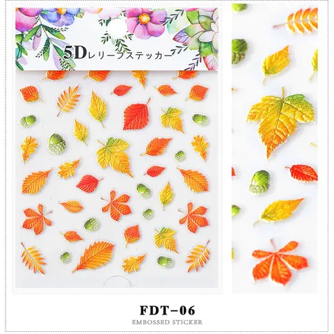 Тисненые 3D наклейки для ногтей с цветами, листьями, пустые гравированные наклейки, Слайдеры для дизайна ногтей, маникюрные акриловые украшения