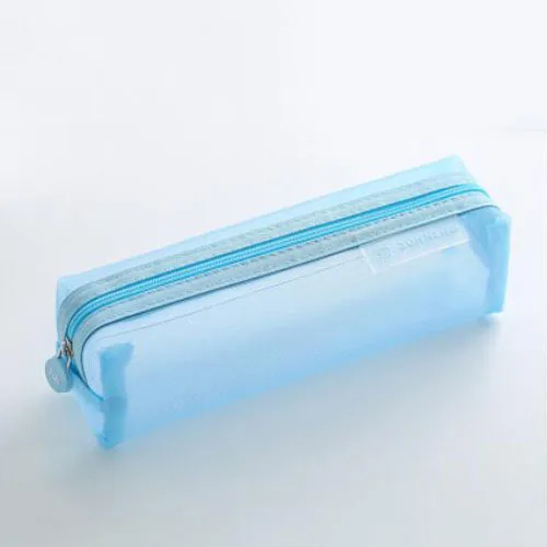 Sky blue20.5x6x6.5cm Черный студент пеналы для школы прозрачный нейлоновый пенал девушка сетки пенал сумка для карандашей канцелярия Школьные принадлежности - Цвет: Sky blue20.5x6x6.5cm