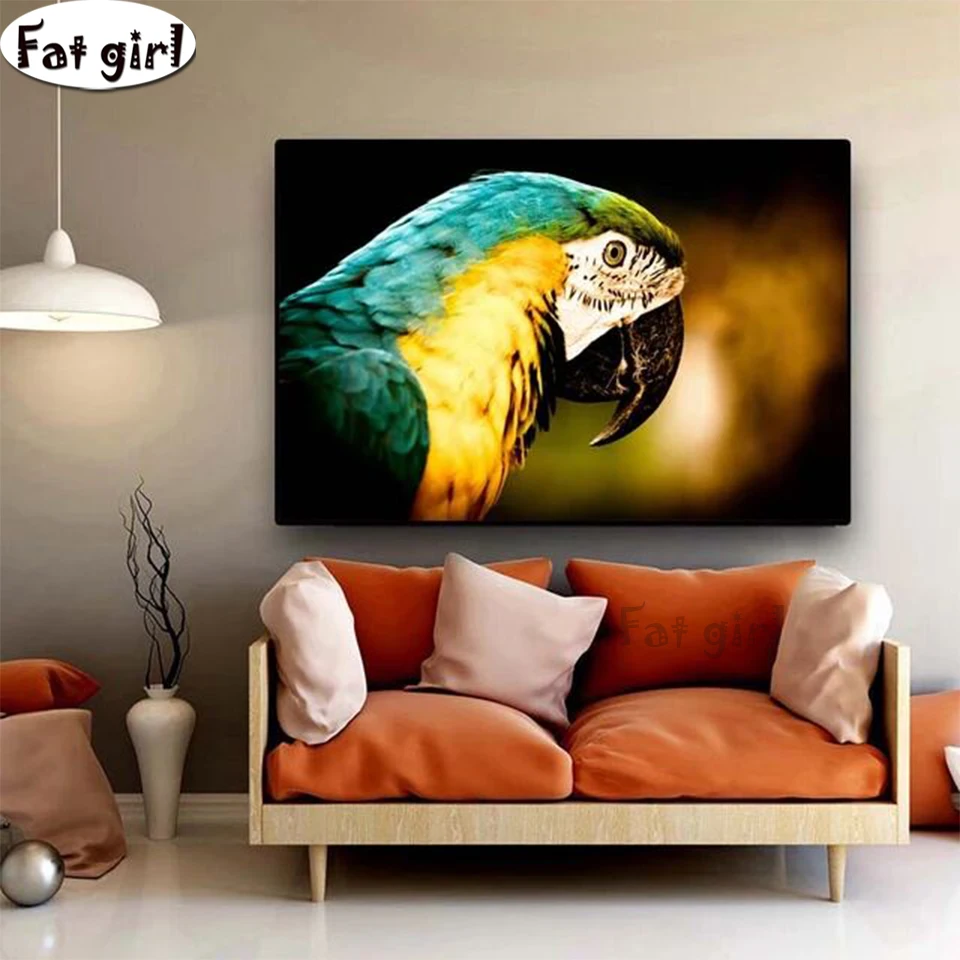 

Алмазная картина HD parrot полностью квадратная круглая бриллиантовая мозаичная фигурка животного 5D DIY Алмазная вышивка стразы украшение для д...