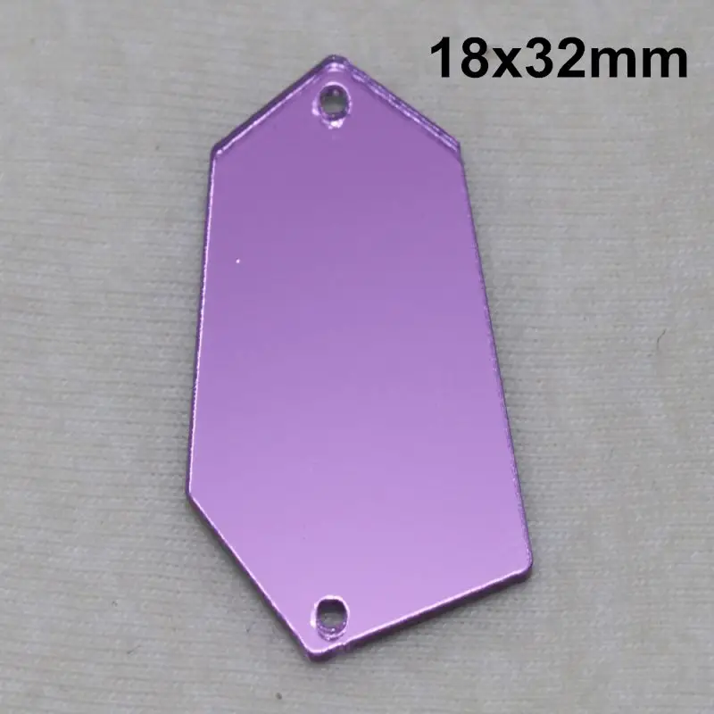 A03-18x32 Фиолетовое акриловое зеркало пришивные стразы DIY Flatback зеркальные акриловые пришивные стразы с отверстиями для шитья - Цвет: A03-18x32