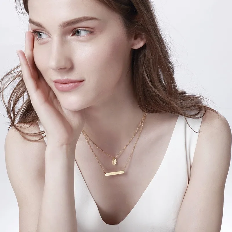 Chic Personalized Bar Chokers for Women Custom Horizontal Stainless Steel ID Bar Necklace Elegant Party Jewelry Custom Gift