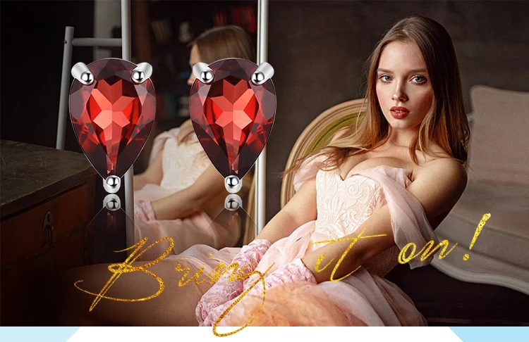 Jewelrypalace капли воды 1.8ct натуральный гранат Твердые 925 серебро Серьги-гвоздики для Для женщин модные вечерние Красивые ювелирные изделия