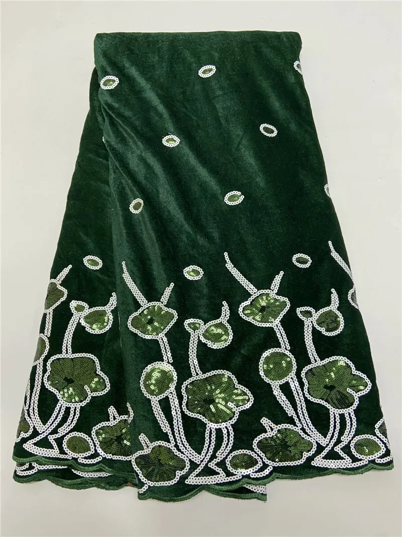 

beautiful good quality african sequins velvet in flowers pattern design 5yards african velvet lace for wedding RF8122