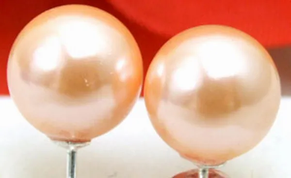 Qingmos модные шампанского моря серьги с жемчугом из раковин для женщин 10 мм круглой