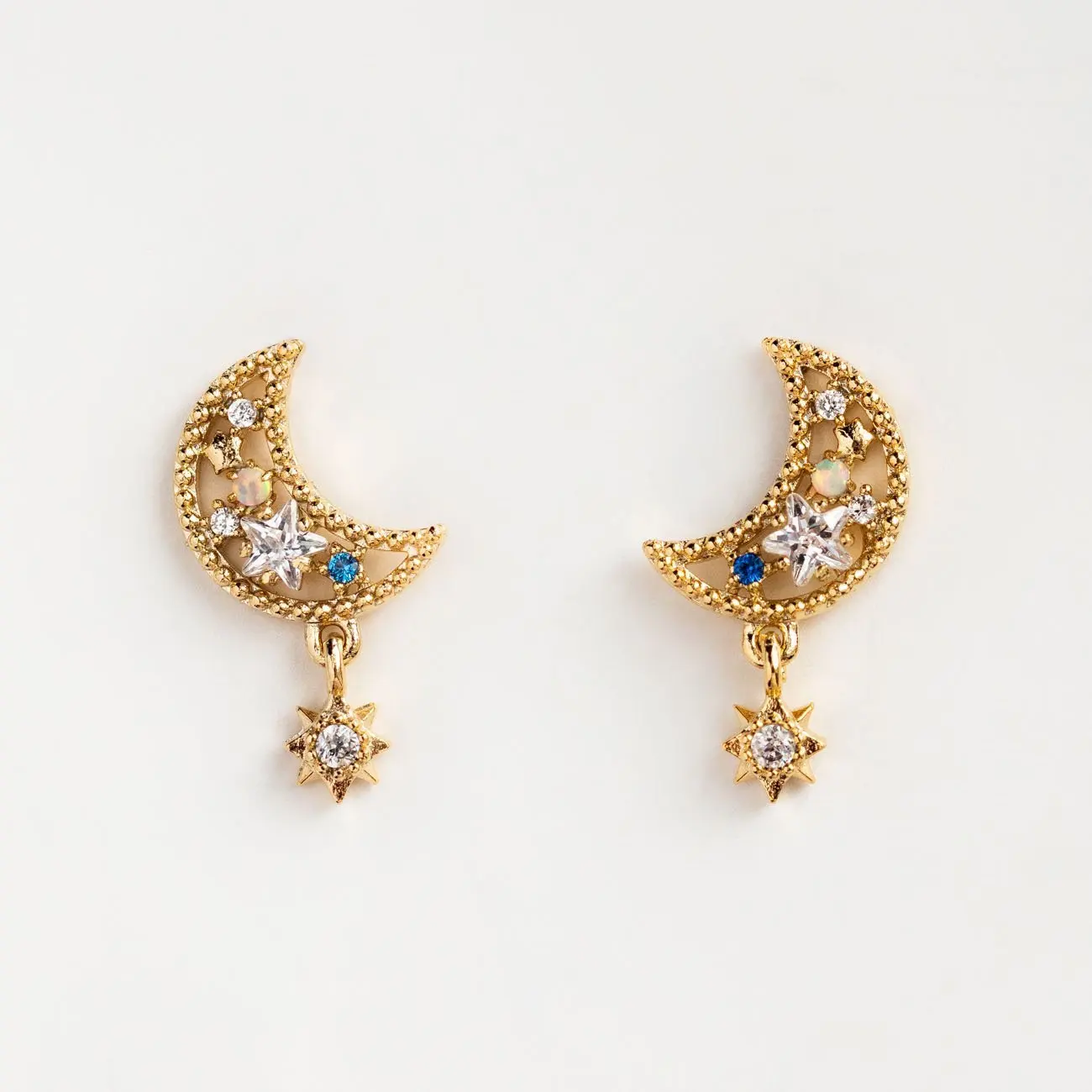 

Moon star earring 2022 New Christmas gift Fashion jewelry Pave Star round cz white opal stone elegance starlight earrings