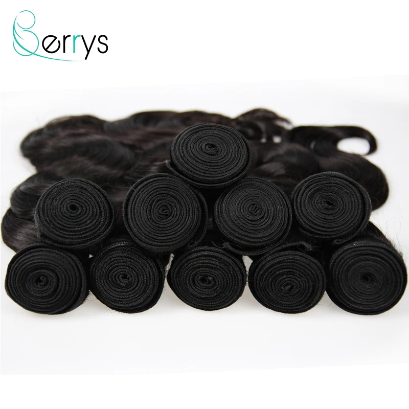 Berryshair 10A бразильские человеческие волосы пучки объемная волна 10 шт./лот