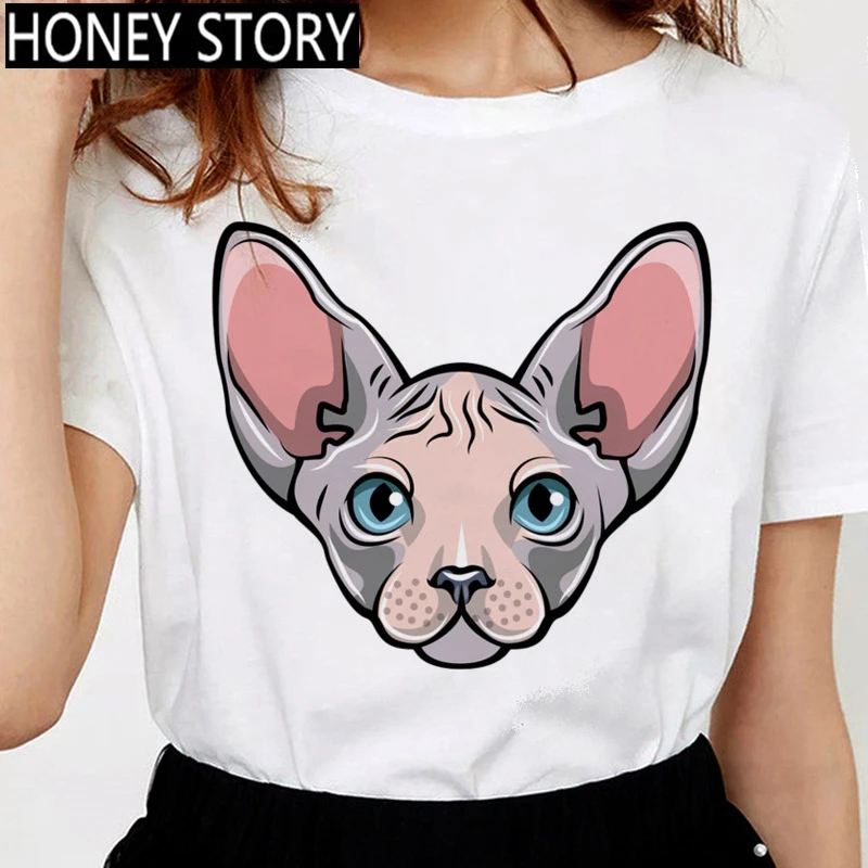 

Cat Women T shirt New Funny Kawaii Ulzzang Tshirt Korean Style Female Gothic Graphic Casual Tops Tee Aesthetic T-shirt Femme