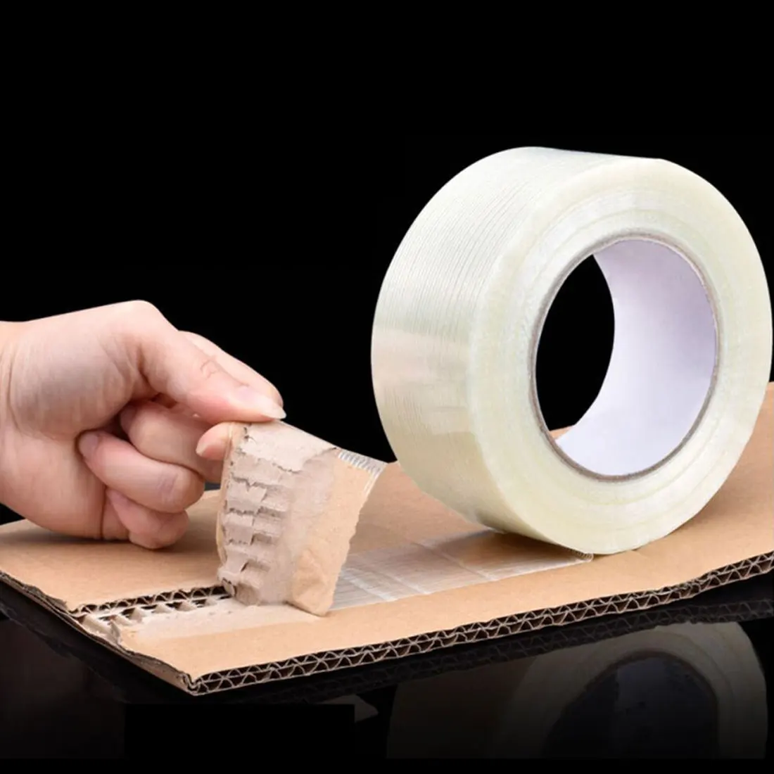 

50M Fiber tape strong glass fiber tape high temperature resistant non-marking single side stripe tape Super Single-Sided Tape