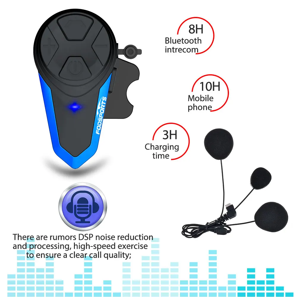 1 шт. Fodsports BT-S3 мотоциклетный шлем intercoms 1000 м моторный шлем гарнитура 2 всадника Шлем Интерком FM радио наушники шлем