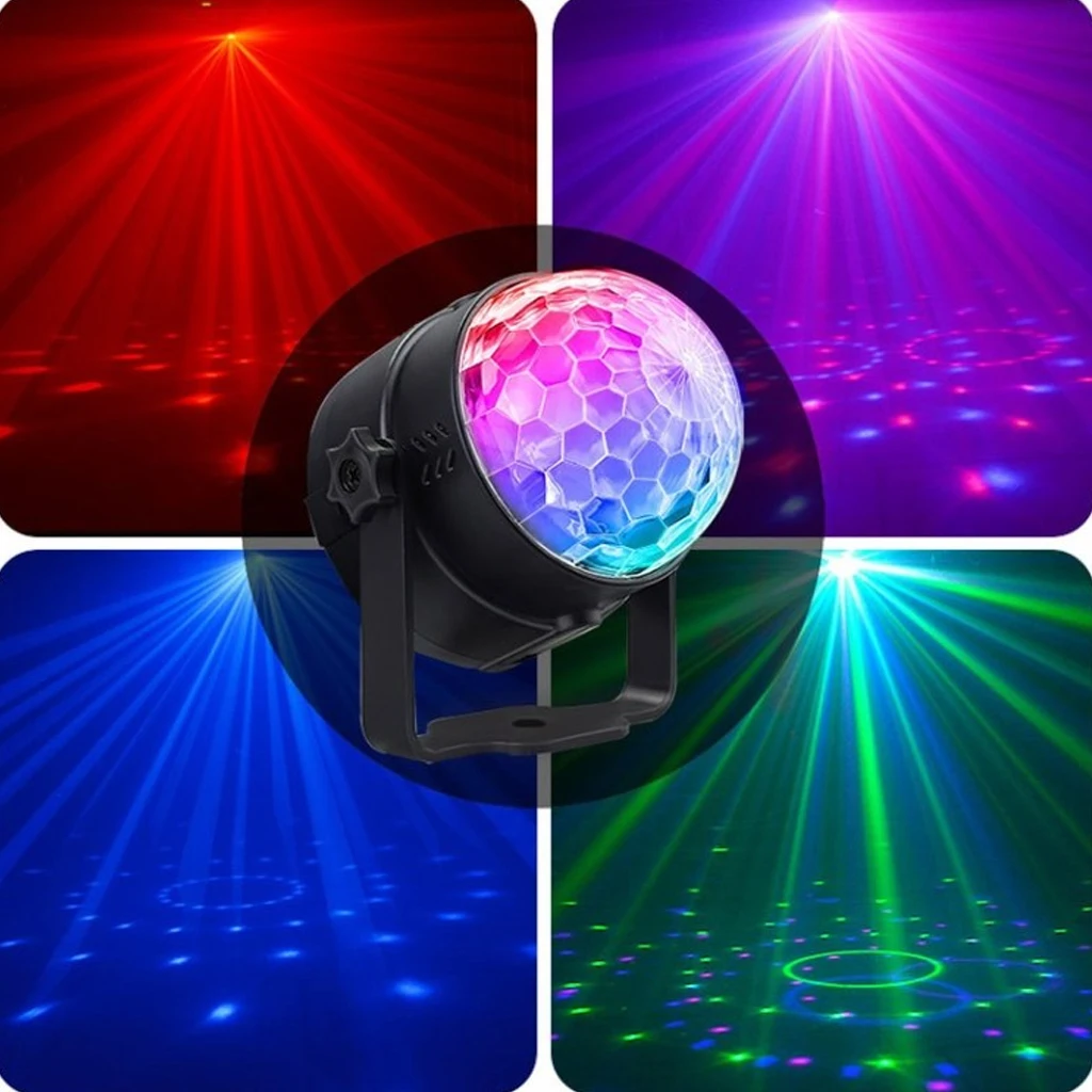 

7 цветов светодиодный сценический светильник s звуковая активация Вращающийся Диско-Шар вечерние светильник s стробоскоп светильник для ро...
