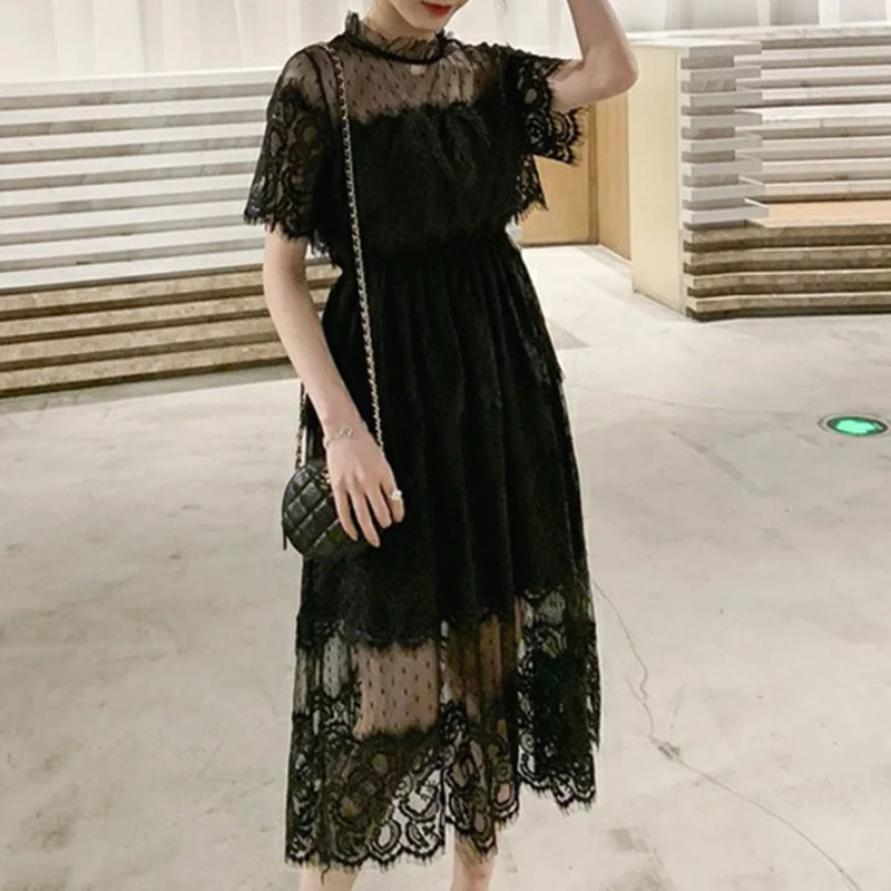 Летнее платье размера плюс сексуальное кружевное для женщин белое длинное