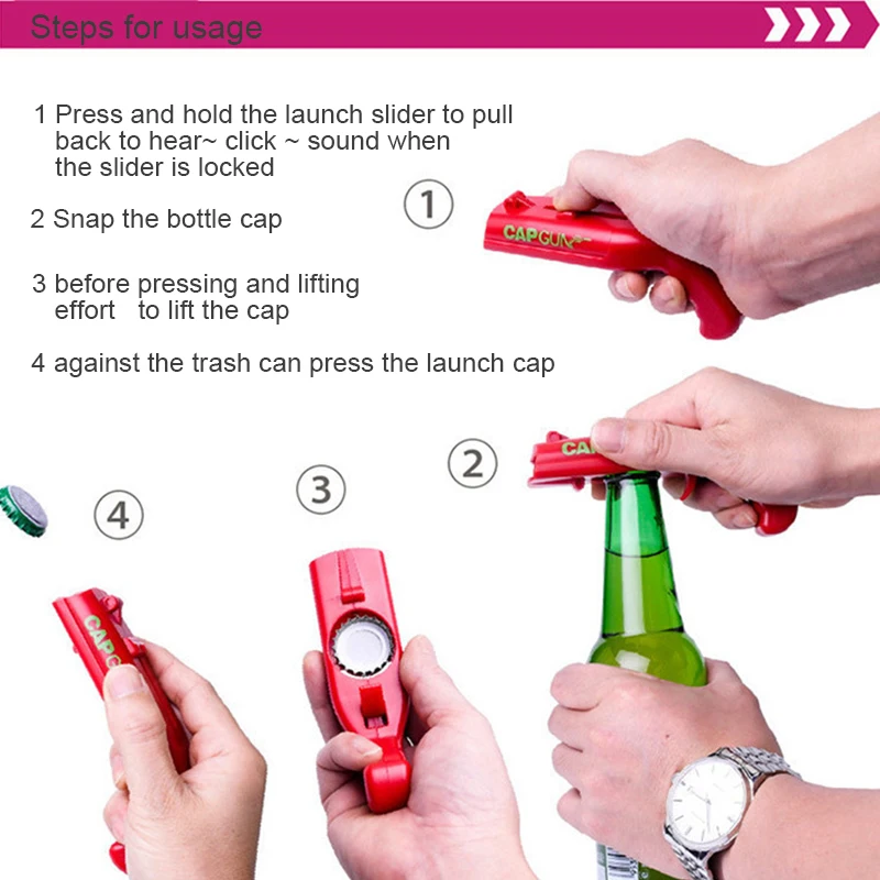 Portable Beer Opener Cap Gun Bottle Bottles Open Capgun Drink Opening Shooter Bar Outdoor Celebration Tools | Дом и сад