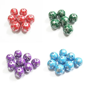 Новинка, акриловые бусины в виде снежинок для детского ожерелья на Рождество, 20 мм, 100 дюйма