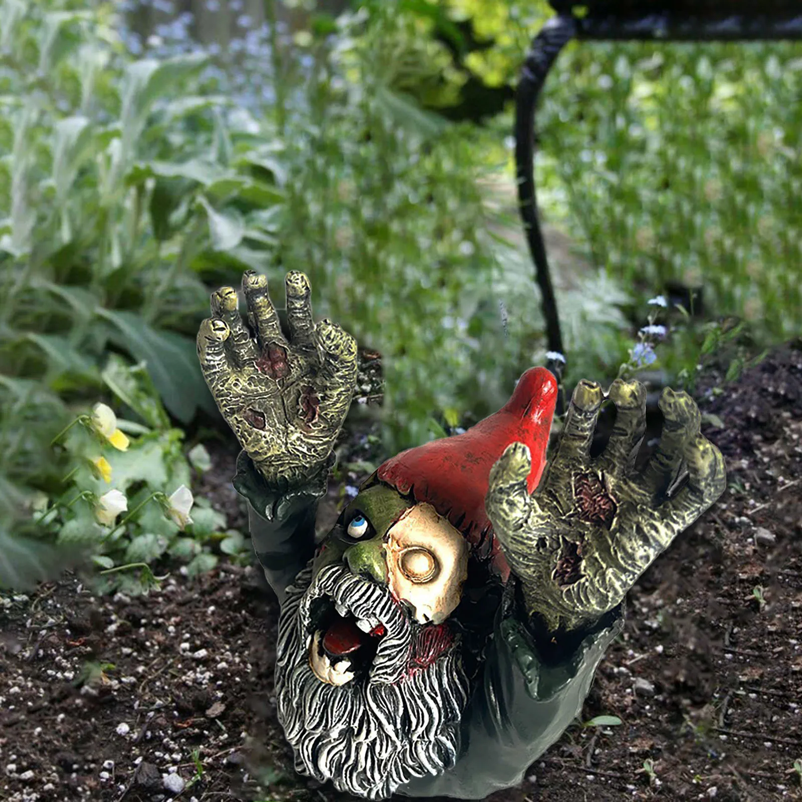 

Scary Gnome Dwarf Outdoor Garden Backyard Decoration Resin Ornaments Garden Crafts Frightening Decoration Lawn Accessories