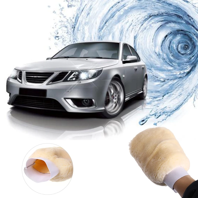 

High Quality Synthetic Lambswool Polish Wash Mitt Soft Sheepskin Car Clean Glove 87HE