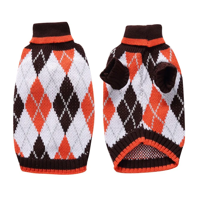 Теплые свитера для собак волнистый полосатый свитер с черепахой горловиной