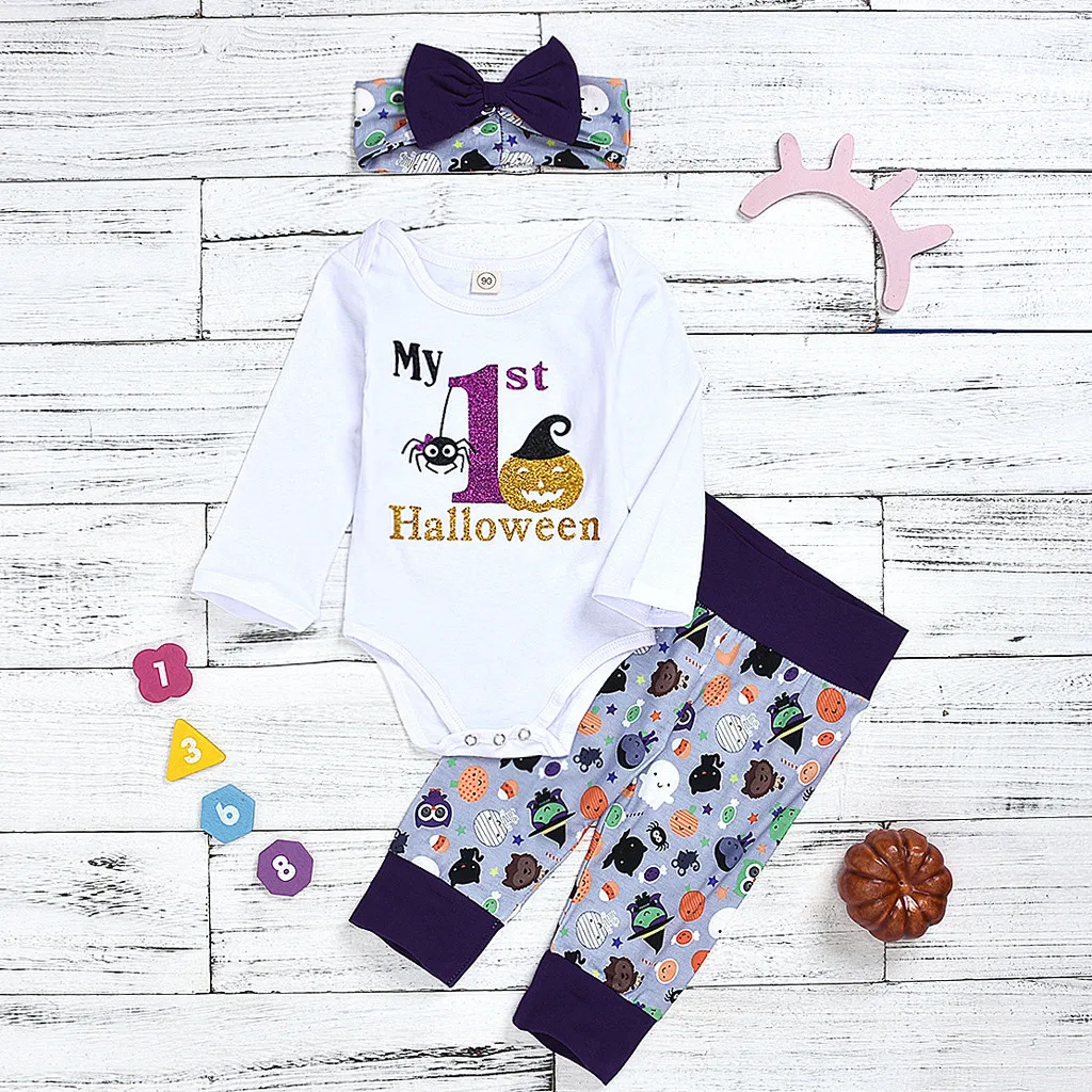 Комплекты одежды для маленьких девочек на Хэллоуин первый облегающий костюм