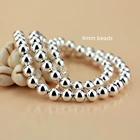 925 стерлингового серебра ожерелья для женщин 46 мм Гладкие бусины мяч цепи ожерелье, колье, ювелирное изделие для помолвки, свадьбы, Bijoux (украшения своими руками)