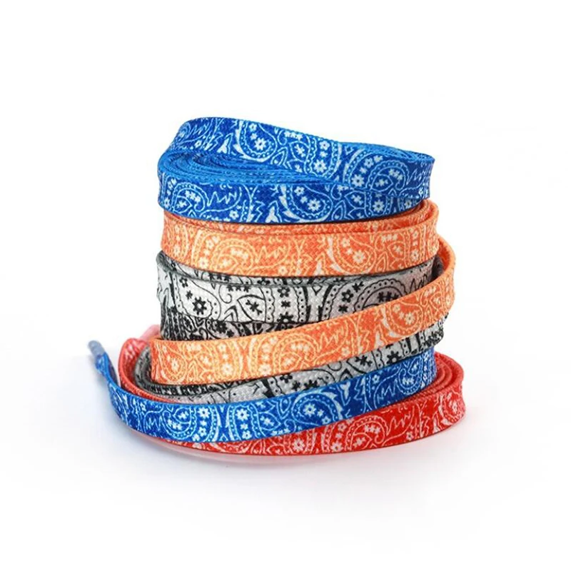 High Quality Cashew Flowers Shoelaces 100/120/140cm Women Men Red Black Blue Hand-painted Sports Casual Basketball Shoes Laces